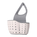 Kitchen Sink Caddy Sponge Holder, Silicone Plastic Soap Holder, Hanging Ajustable Strap Faucet Caddy with Drain Holes for Drying, 1 Pcs, 5.12x8.67 5.12" x 8.67" White