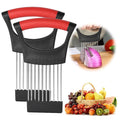 Onion Holder for Slicing Onion, Slice Holder Kitchen Chopper Assistant Tool, Vegetable Cutter with Protective Cover for Tomato, Lemon, Potato, Egg, Food Slice Assistant, Home Kitchen Tool, 2 Pcs 3.74" x 5.63" Black1/2 Pcs