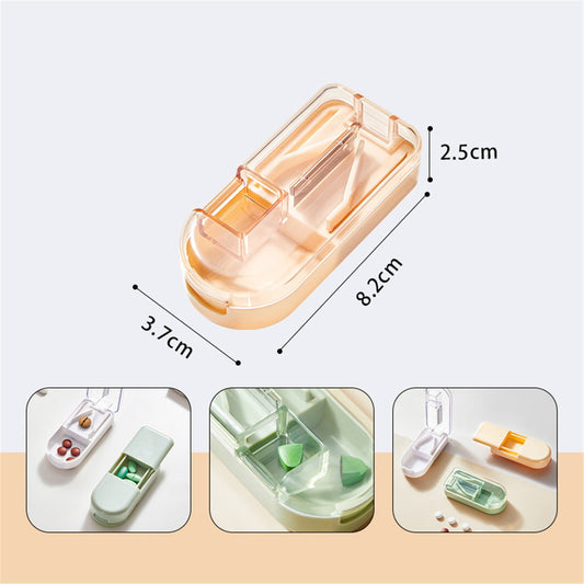3-in-1 Pill Crusher and Pill Cutter with Storage Compartment for Tablets, Pill Grinder Fine Powder, Pill Cutter Splitter for Small or Large Pills, 1.57x2.36 3.23" x 1.46" x 0.98" White