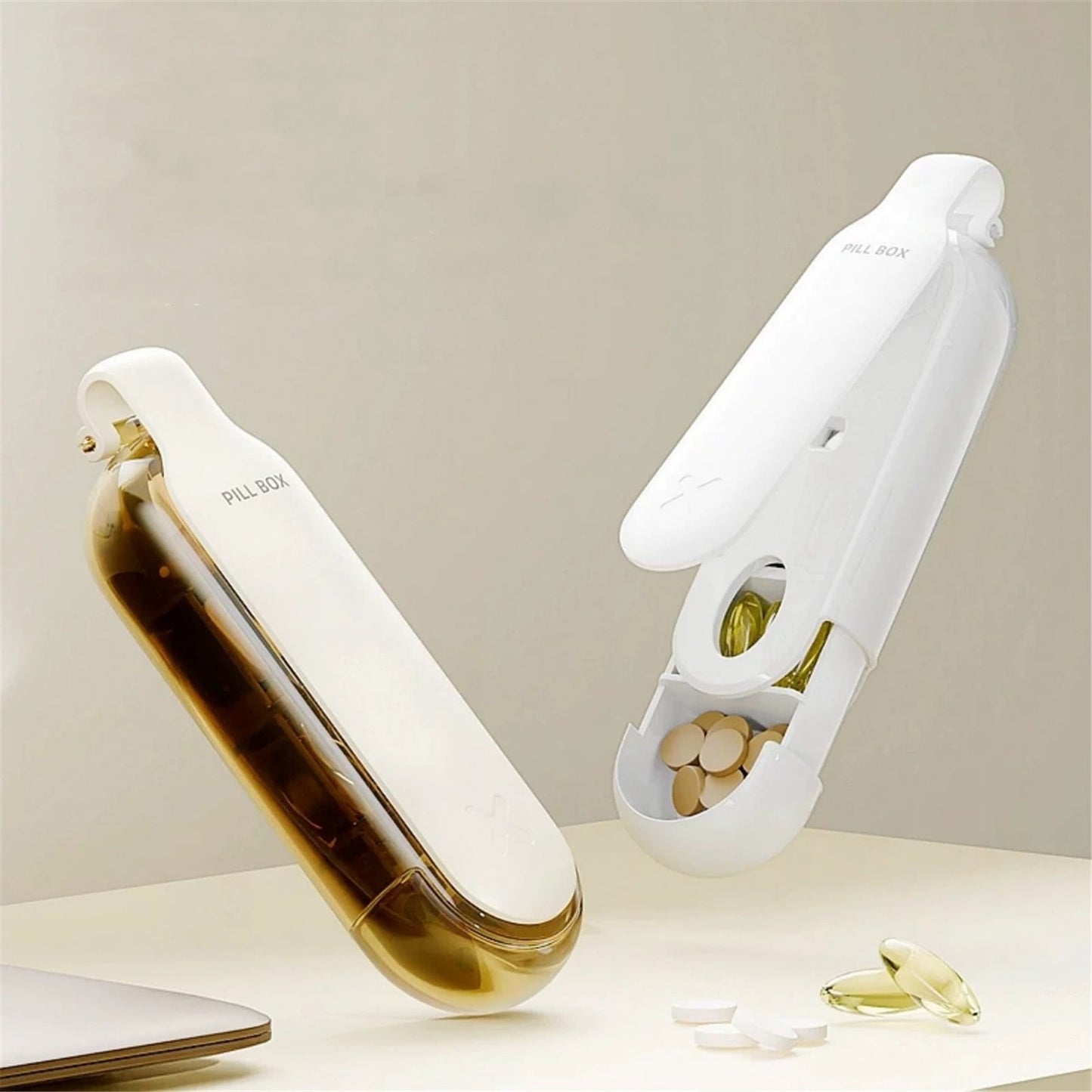 3-in-1 Pill Crusher and Pill Cutter with Storage Compartment for Tablets, Pill Grinder Fine Powder, Pill Cutter Splitter for Small or Large Pills, 1.57x2.36 4.72" x 1.37" x 0.78" White