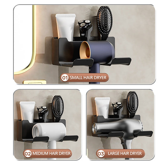 1 Pack Hair Dryer Holder, Wall Mount Self Adhesive Waterproof Blow Dryer Rack Storage Organizer Hanger, Compatible with Most Hair Blower Appliance, Curling Iron, Straightener(Z2-White) Z2-Grey