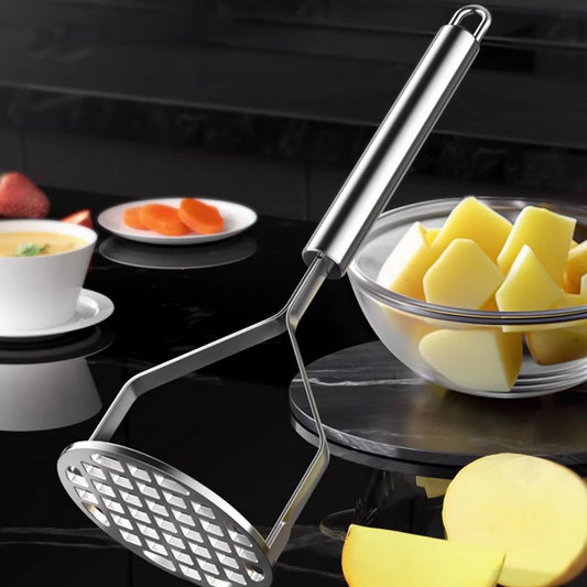 Stainless Steel Potato Masher,Mashed Potato Masher,Labor-Saving Mashing,Heavy Duty Stainless Steel Potato Masher,Food Smasher For Potatoes, Avocados & More,Manual Potato Masher Tool Silver