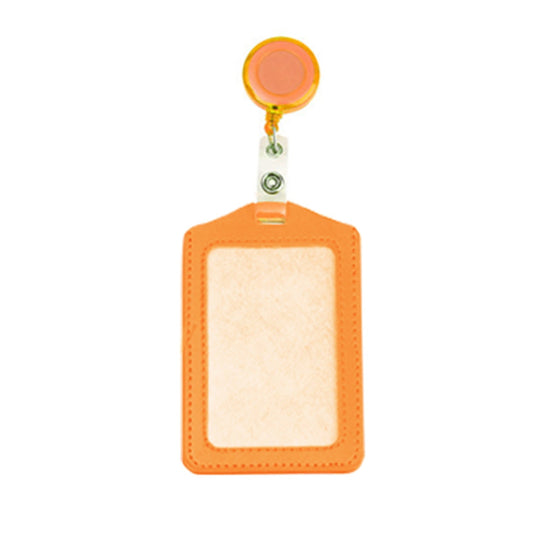 12 Sets Heavy Duty Badge Holders,Retractable Badge Reels Multicolor Name ID Card Holder,PU Leather Business Badge Holder Decorative with Clip for Nurses, Doctors(Z1-Green) Orange