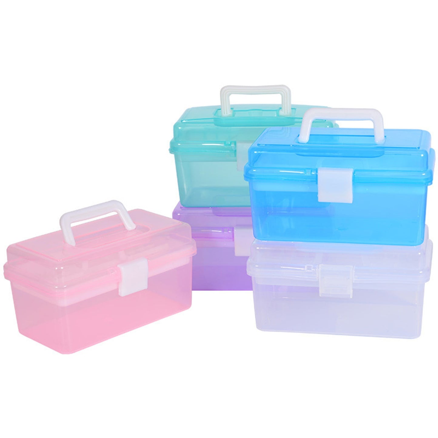 Home Box and Travel Storage Box, Plastic Kit Case Container Empty, Box with Lock Lid & Handle, Emergency Organizer for Family and Traveling, 9.1x4.7x3.7 7.08" x 3.54" x 4.13" White