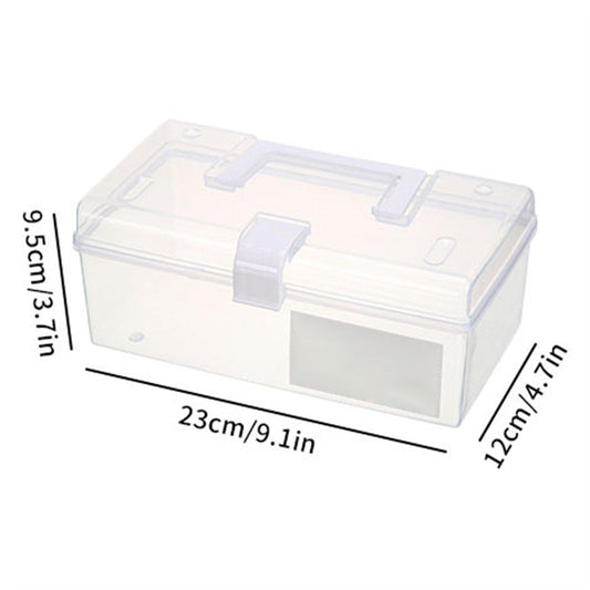 Home Box and Travel Storage Box, Plastic Kit Case Container Empty, Box with Lock Lid & Handle, Emergency Organizer for Family and Traveling, 9.1x4.7x3.7 9.1" x 4.7" x 3.7" White