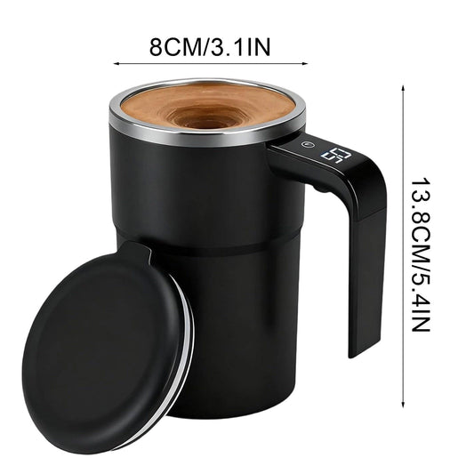 Self-Stirring Magnetic Coffee Mug with Temperature Display,Automatic Mixing for Coffee Tea and Shakes,Food Grade 304 Stainless Steel Liner,Smart LCD Screen for Real-Time Heat Monitoring B.