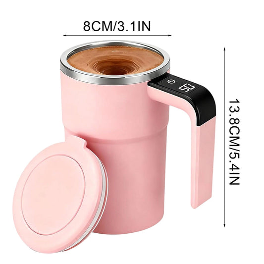 Self-Stirring Magnetic Coffee Mug with Temperature Display,Automatic Mixing for Coffee Tea and Shakes,Food Grade 304 Stainless Steel Liner,Smart LCD Screen for Real-Time Heat Monitoring C.
