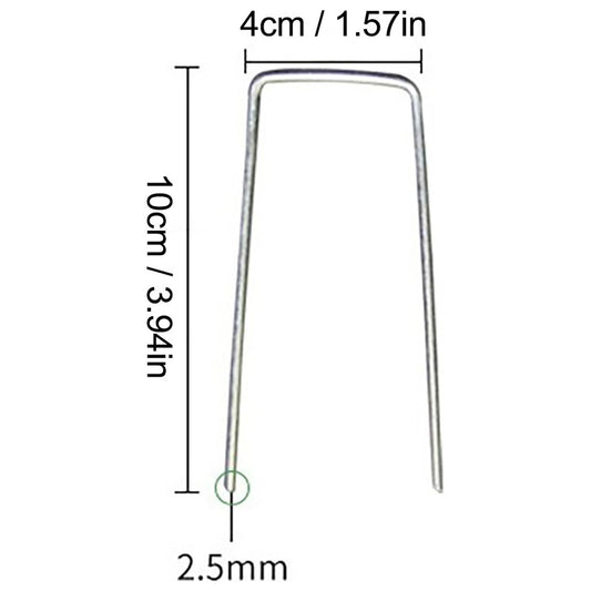 Garden Stakes Pins Landscape Staples, Durable Tent Stakes, Heavy Duty Galvanized Steel Metal Yard Stakes, Ground Lawn Staples, Fence Anchors for Weed Barrier Fabric, 20 Pcs, 3.94x1.57 3.94" x 1.57" Silver*20