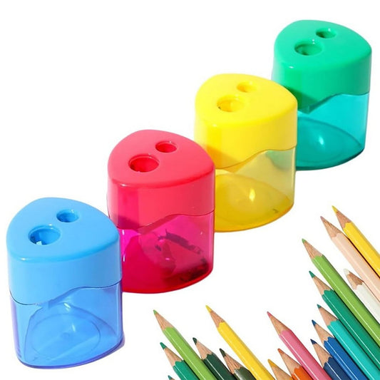 2025 Double Hole Oval Pencil Sharpener with Transparent Cover,Carbon Steel Blades for Safe Sharpening,Leak-Proof Shavings Container,Portable Design for niñas,estudiantes,and Office Use