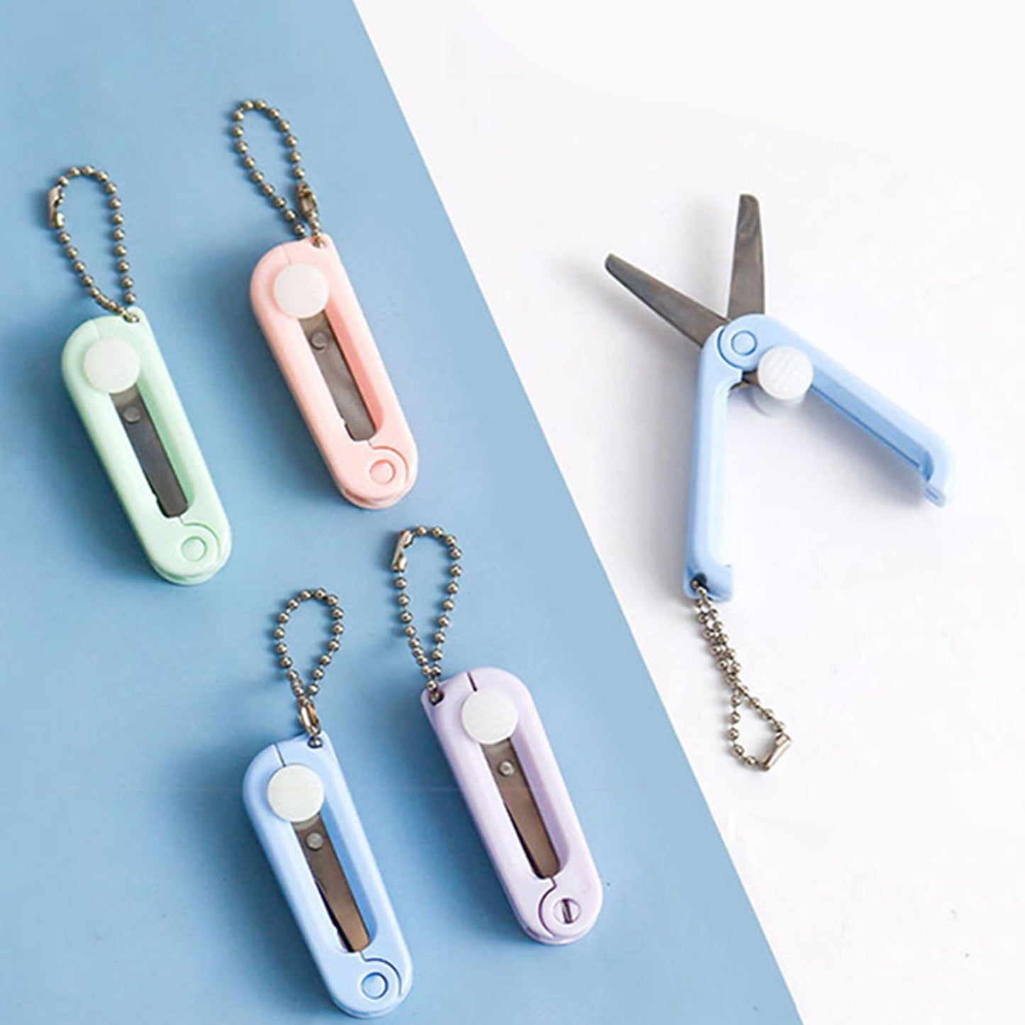 1 Pcs Mini Folding Scissors With Key Chain,1.85 Inch Keychain Scissors,Small Foldable Scissors,Portable Pocket Travel Scissors,Retractable Shears For Cutting, Scrapbooking, Crafting,(A,1.85x0.71 in) D