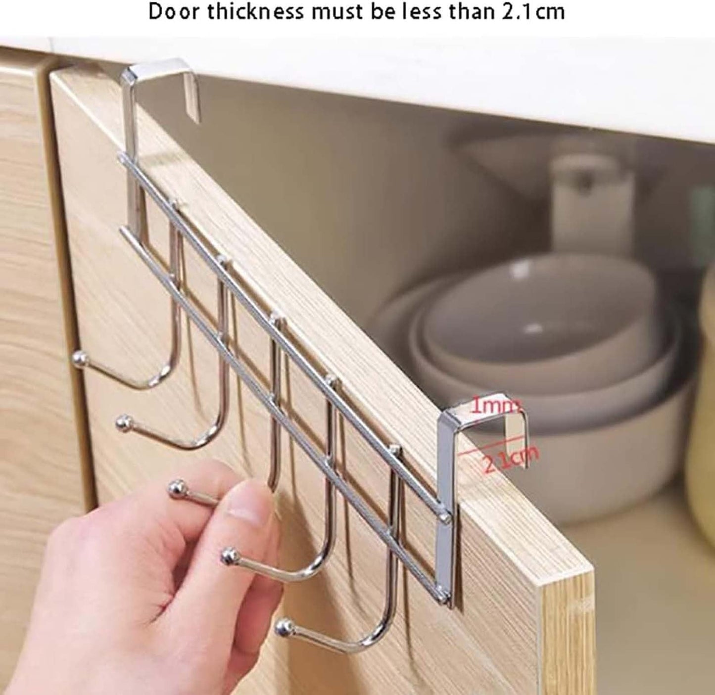 Over The Door Hooks, Door Hanger, Over The Door Towel Rack, Door Coat Towel Hanger Door Coat Rack, No Drilling Metal Hanger with 5 Hooks for Hanging Clothes, Jacket, Hats, 1 Pcs, 9.7x3.5x0.8 9.7" x 3.5" x 2.1" Black