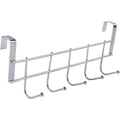 Over The Door Hooks, Door Hanger, Over The Door Towel Rack, Door Coat Towel Hanger Door Coat Rack, No Drilling Metal Hanger with 5 Hooks for Hanging Clothes, Jacket, Hats, 1 Pcs, 9.7x3.5x0.8 9.7" x 3.5" x 2.1" White