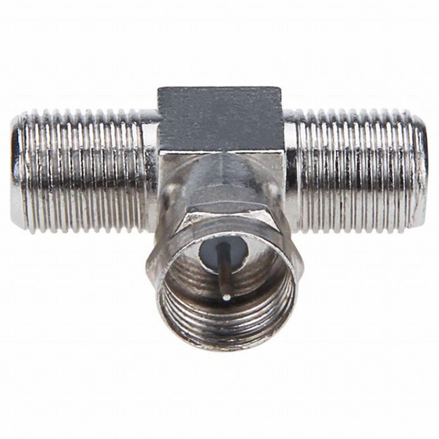 Coaxial Cable Splitter, TV Splitter 2 in 1 Out 2-Pack F Type RG6 Male to 2 F Female 3 Way Cable Splitter Coax T Connector Adapter for Video VCR Antenna Cable Satellite, 2 Pcs, 1.22 Inches 1.22" Silver.