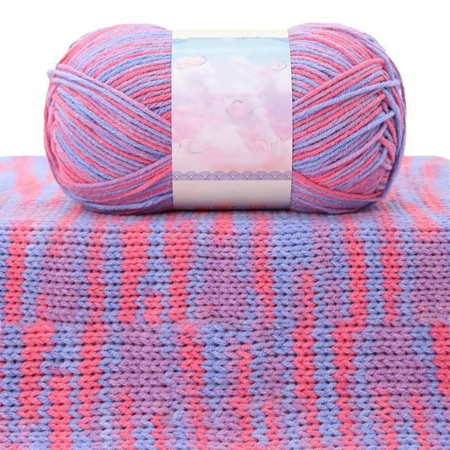 Milk Cotton Tie-Dye Yarn for Knitting and Crochet,130m Multicolor Gradient Wool,Soft and Durable for Blankets and Crafts,Versatile Use for DIY Projects and Creative Knitting Pink