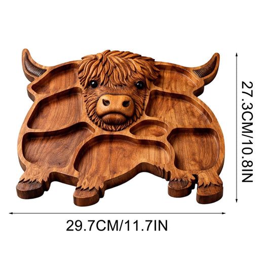 Highlands Cow Wooden Charcuterie Board,Unique Serving Tray for Cheese and Snacks,Decorative Farmhouse Centerpiece and Wall Art,Handcrafted Durable Platter for Entertaining and Gifting A