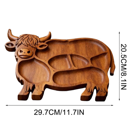 Highlands Cow Wooden Charcuterie Board,Unique Serving Tray for Cheese and Snacks,Decorative Farmhouse Centerpiece and Wall Art,Handcrafted Durable Platter for Entertaining and Gifting B