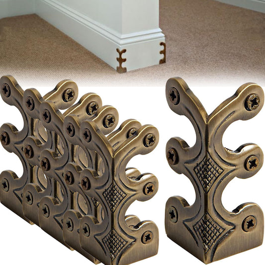 4-Pack Vintage Metal Corner Protectors,Solid Brass Decorative Protective Covers for Furniture & Walls,Easy-Install with Guide Holes,Durable & High-Strength Design for Tables,Cabinets & Skirting D