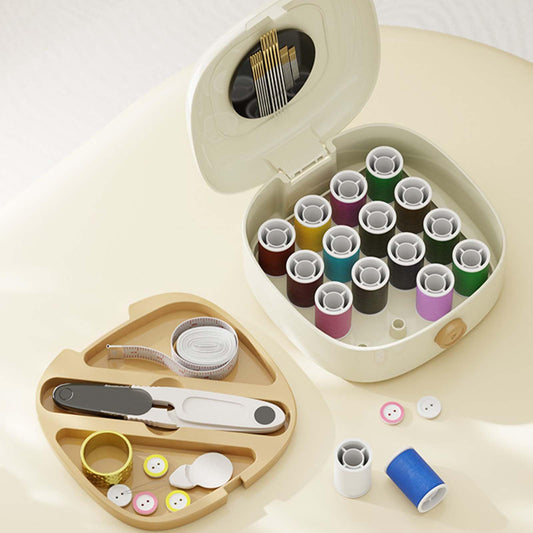 Sewing Kit - Sewing Box - Sewing Thread - Sewing Supplies - Haberdashery - Travel Sewing Kit - Sewing Kit - Sewing Accessories - Clothing Repair Kit - Needles and Thread - Needle and Thread - Measuring Tape - Crafts - Sewing Case - Starter Kit - Beige - 1.