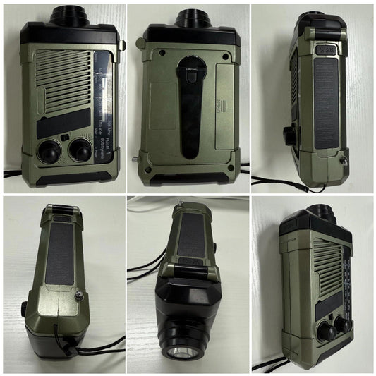 Wind-up Radio - Solar Radio - World Receiver - Portable Radio - Flashlight with Dynamo - Powerbank Function - Camping Radio - Outdoor Gadgets - Rechargeable Flashlight - USB Charger - FM AM Receiver - Hiking - Orange - 1 Piece.