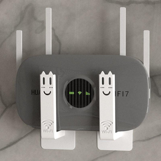 Router Mount Wall - Modem Bracket Without Drilling - WiFi Booster Mounting - Universal Wall Mount - Cable Management - TV Furniture Organizer - Self-Adhesive Mounting System - Electronics Accessories - Media Box Storage - White - 2 Pieces.