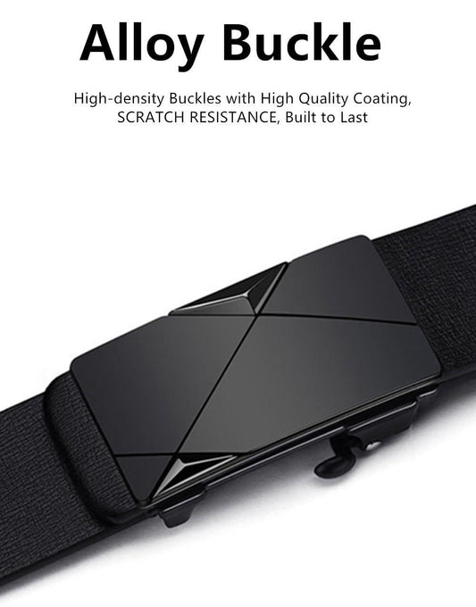 Men's Belt - Men's Trouser Belt - Belt with Automatic Buckle - Click Belt - Belt Without Holes - Luxury Costume Belt - Jeans Belt - Gift for Men - Infinitely Adjustable - 110 cm 120 cm 130 cm - Black - 3 Pieces.