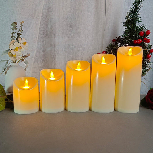 LED Candles - Pillar Candles - Indoor Mood Lighting - Flameless Candles - Candle Set - Electric Candles - Home Accessories - Table Decoration - Christmas Lights - LED Lights - Living Room Decoration - White - 5 Pieces