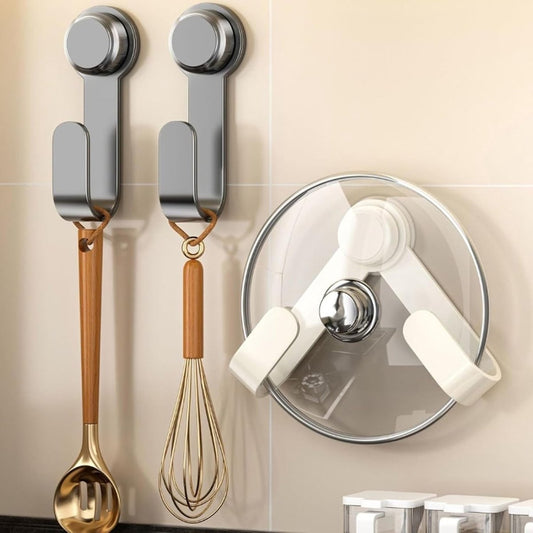 2 pieces - Hooks - Suction hooks - Pot lid racks - Storage racks - Rotatable - Storage accessories - Suitable for kitchens, bedrooms and bathrooms - Black - 3*5*19.5 cm