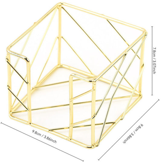 Sticky Note Organizer - Storage Rack - Metal Storage Rack - Creative Openwork Note Box - Desk Storage Accessories - Post-it Holder - Gold.