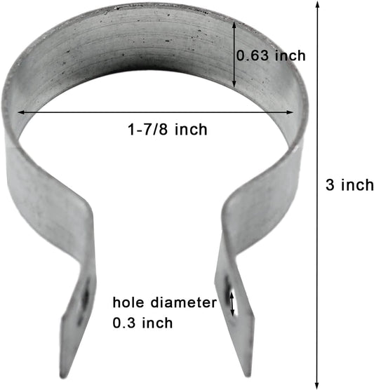 16 Pcs Brace Bands Chain Link Fence, Galvanized Steel Chain Link Brace Band Use for 1-7/8" Outside Diameter Post/Pipe, Gate, Fences Panels Silver