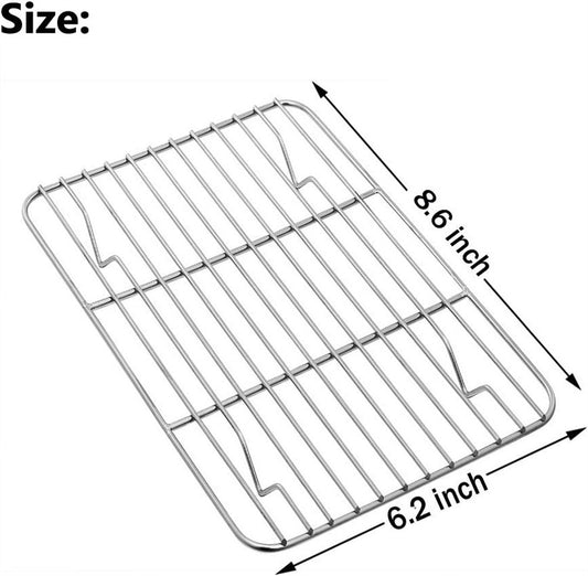 1 Pack High Strength Stainless Steel Grill Racks,QZS Nonstick Roasting Racks,Rectangle Wire Net Rack,Kitchen Baking Rack,Nonstick Wire Grill Net,for Picnic Camping Barbeque Party 11"x 9 8"×6"×0.6"