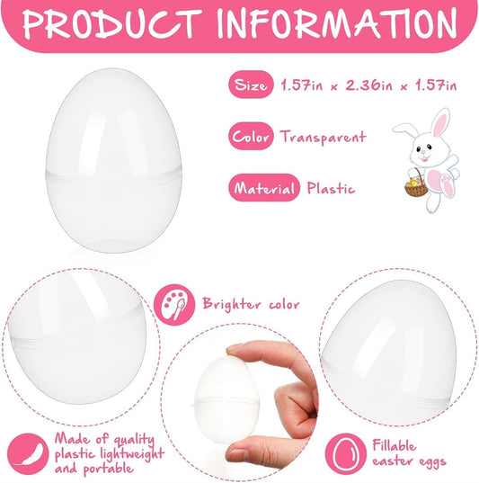Tutuviw 20Pcs Small Translucent Fillable Easter Egg,Plastic Clear Easter Eggs, 3.5 Inch Empty Eggs Bulk for Easter Theme Party Favor Basket Stuffers,Bulk Easter Toy for Filling Candy,Party Favor