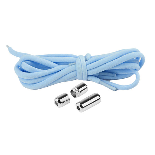 harmtty 1 Pair Sneaker Shoelaces Wear-resistant Elastic with Metal Buckles Lock Shoe Laces for Slip On Shoes,Black Blue