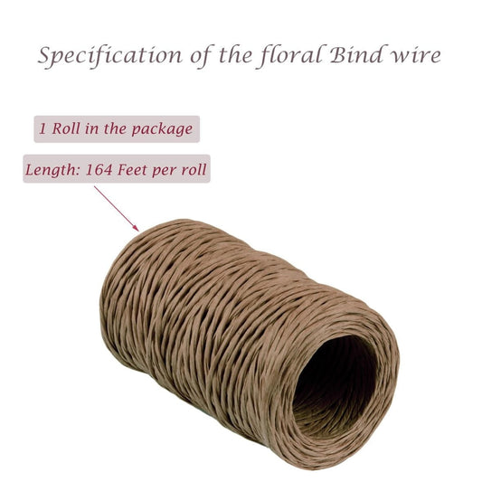 1Roll Floral Vine Bind Wire,164FT Portable Bind Wire Twine for Wreath,QZS Brown Floral Wrapping Supplies for Art Craft Projects Brown