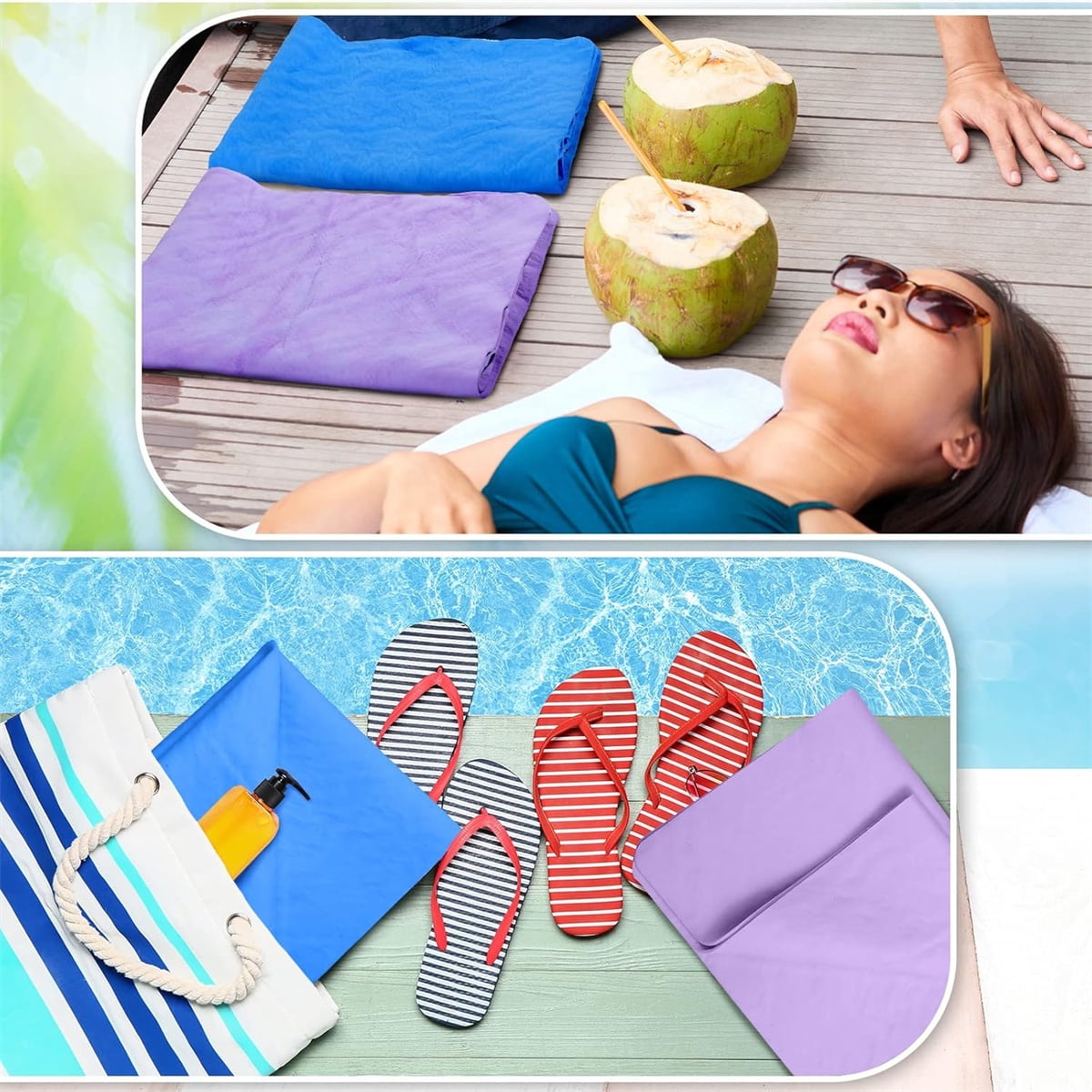 Tutuviw Chamois Towel Quick Dry for Swimmers,2Pcs Microfiber Shammy Towel,Lightweight Chamois Towel for Diving Triathlons,Other Water Sports Beach Shower Pool Gym Camping (13 x 17in, Blue,Green)