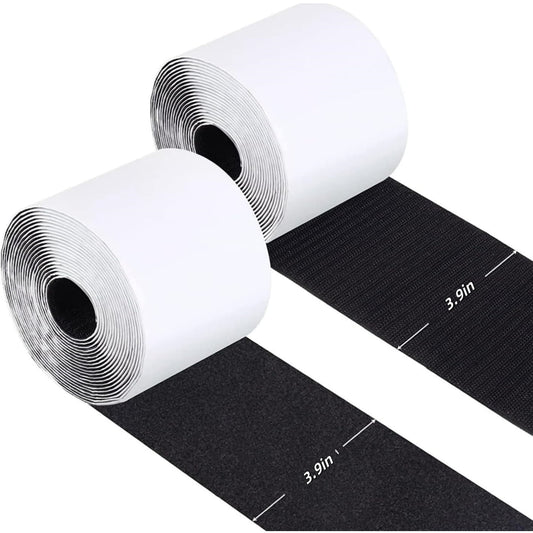QZS Nylon Heavy Duty Tape Strips,3.9x78.7In Portable Black Adhesive Tape for Couch,1Pack Double Sided Rolls for Patio Cushions