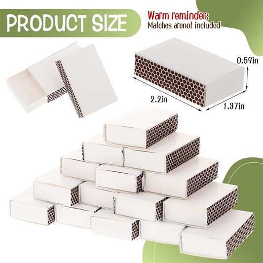 Blank Matches Containers,Tutuviw 50 Pcs Blank Match Storage Boxes Bulk,Fireplace Matches Holder Decorative with Double-Sided Striker for Guests Birthday Bridal Shower Party Favor(White,2.2x1.4x0.6in)