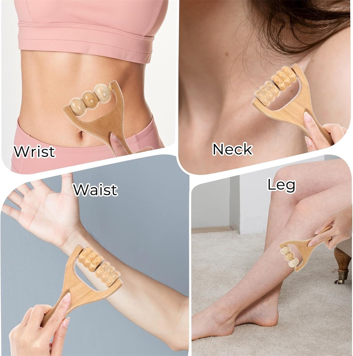 Wooden Massage Roller,Tutuviw 4 Pcs Portable Hand Roller Massagers,Wood Therapy Massages Roller Stick,Muscle Back Neck Shoulder Legs Massages Rollers for Gym Studio Office Home