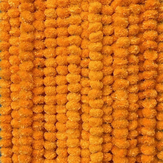 Tutuviw 4Pcs Marigold Garland,5 ft Diwali Wedding Party Mantle Decoration,Faux Artificial Marigold Flowers,Faux Wedding Garlands,Diwali Decoration,Spring Bush Floral,Indian Marigold Flowers(Orange) Orange
