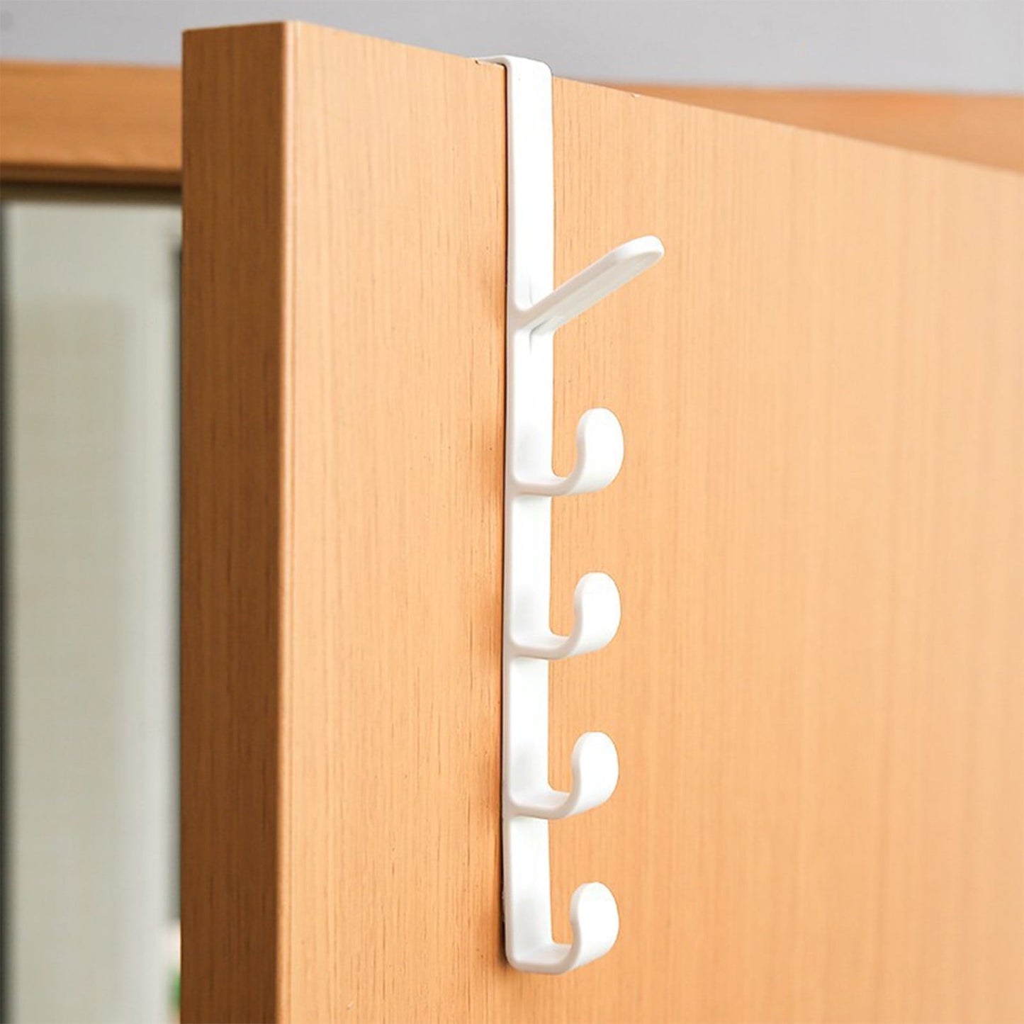 5 Layers Over the Door Hook, Hanging Clothes Rack, Organizer Rack, Hanger Backpack Handbag Door Hook, Hat Storage Rack, Strong Load-Bearing and Durable, Stylish and Practical White