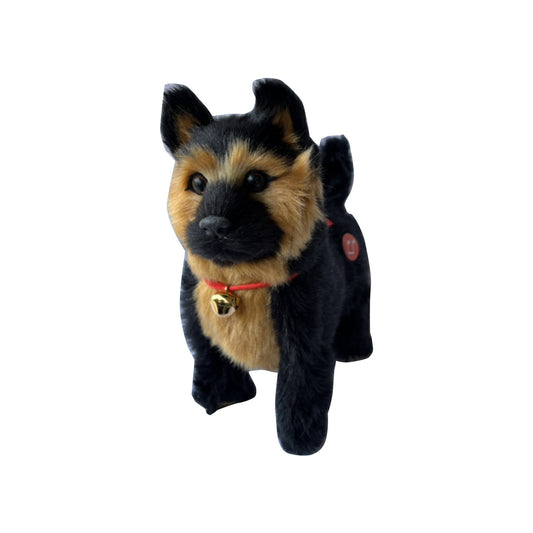 Simulation Dog Toy, Lifelike Stuffed Interactive Pet Toy, Stuffed Animals Electronic Puppy with Sound & Movable Limbs, for Birthday Party Holiday Gift Home Decor Black