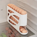 4 Tiers Egg Holder for Fridge, Automatic Scrolling Egg Rack Holder, Space-Saving Egg Dispenser Holder, Large Capacity Eggs Organizer Storage 30 Eggs for Fridge White