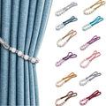 Visland 2 Pack Acrylic Pearl Curtain Tie Backs Curtain Hooks, Elegant Beads Curtain Rope Straps, Decorative Holdbacks Curtain Holders, 29in Golden Yellow