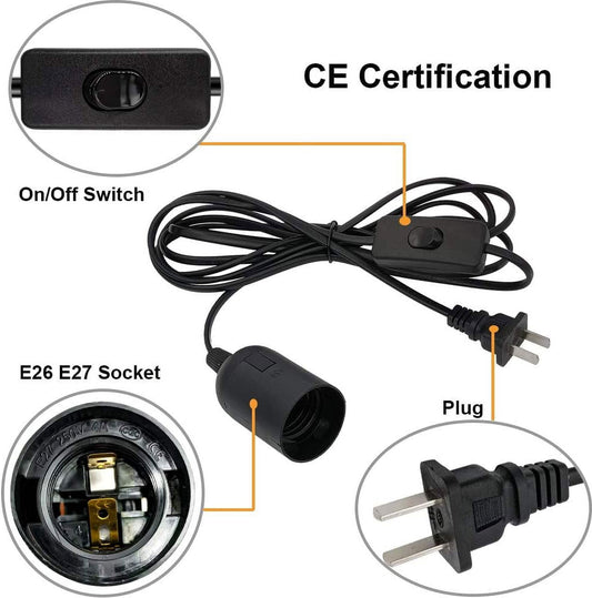 Plug in Hanging Light Kit, Retro Hanging Lights with Plug in Cord, E26 E27 Industrial Pendant Light Fixture, 5.9 FT Cord with On/Off Switch Hanging Lamp for Living Room Bedroom 2 Pack Black