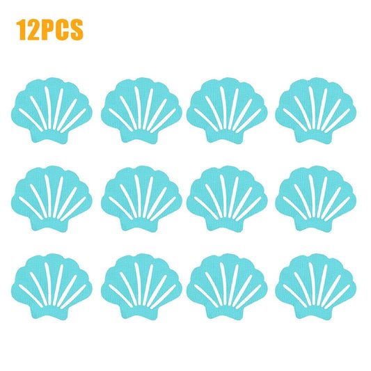 12pcs Non-Slip Shower Clip Stickers Non-Slip Shower Mat Floor Safety Tape Bathtub Shower Stair Stickers Blue