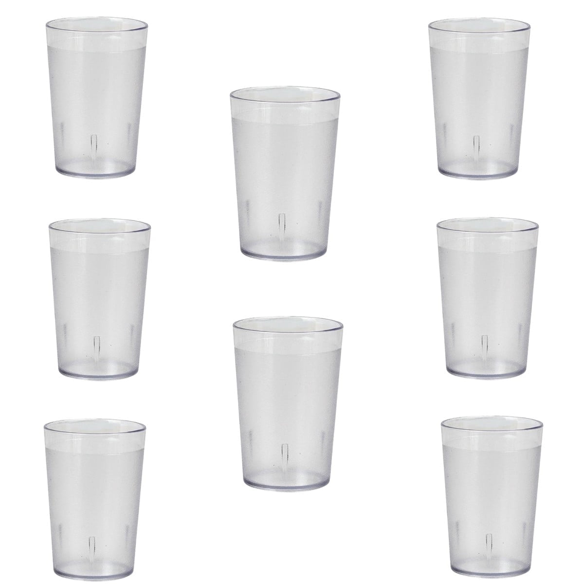 12oz Tumbler Beverage Cups, Clear Plastic Cup, Stackable Drinking Cups, Drink Tumblers for Hotel Cafe, Party & Catering Supplies, Restaurant Grade Cups, Clear, Set of 8 8oz