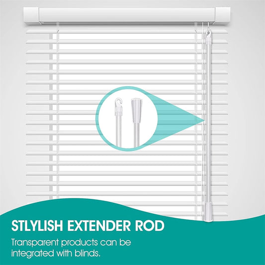 Tutuviw Blind Wand Vertical Blinds Replacement Parts,2PCS White Fiberglass Blinds Stick Replacement with Hook and Handle Curtain Stick Blind Tilt Wand for Window Opener Accessory (12 Inch)