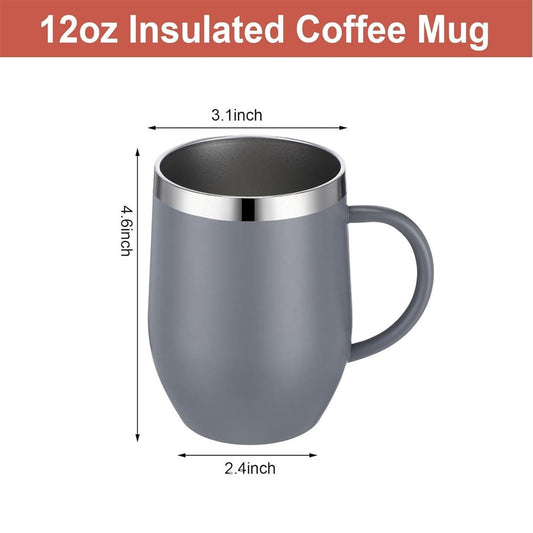 12oz Insulated Coffee Mug with Handle Stainless Steel Insulated Coffee Mug Double Wall Vacuum Travel Mug Tumbler Cup with Sliding Lid Travel Coffee Cup Thermal Cup Pink