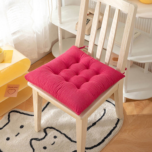 AYktou Solid Color Thickened Corduroy Chair Cushions 17.7 * 17.7in Extra-Large Size Seat Cushion with Machine Washable,Large Size Dining Chair Cushion Student Office Tatami Cushion Meditation Cushion 15.7" x 15.7" Hot Pink