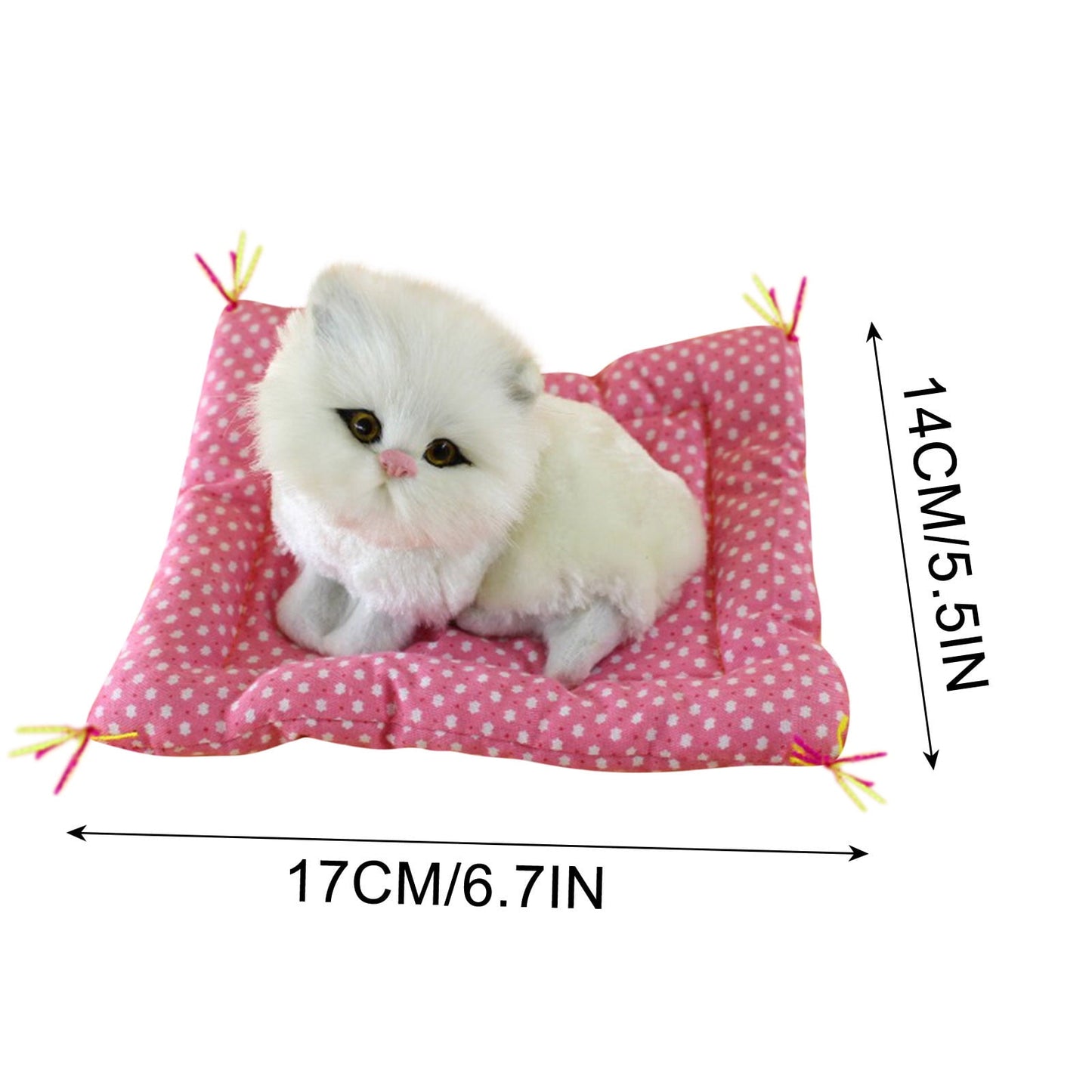 Tarmeek Simulation Sleeping Cat Dolls Toys,Simulation Cat Plush Animals Toy Will Call With Cloth Mat Sleeping Cat Doll Plush Toy for Room Decor,Birthday Gifts for Kids H