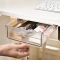 Kdkad Under Desk Drawer, Self-Adhesive Hidden Desktop Organizer, Attachable Desk Drawer Slide Out, Table Storage Tray for Pencil Pen Stationery Home Office Organization, Large 8.3×6.7×2.4 in Black